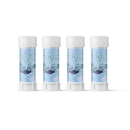 Bulles de savon contenant blanc personnalisable thème anniversaire enfant océan aquarelle