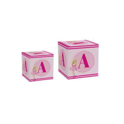 Cube lettre personnalisable pour sweet table thème barbie