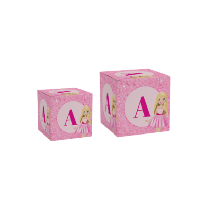 Cube lettre personnalisable pour sweet table thème barbie paillettes
