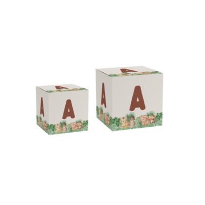 cube lettre pour décoration anniversaire enfant jungle aquarelle mixte beige