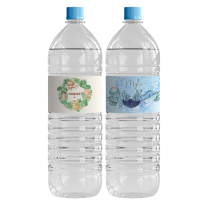 étiquettes bouteille d'eau 1,5L personnalisable thème anniversaire