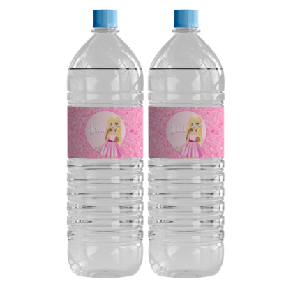 étiquettes pour grande bouteille d'eau thème barbie paillette