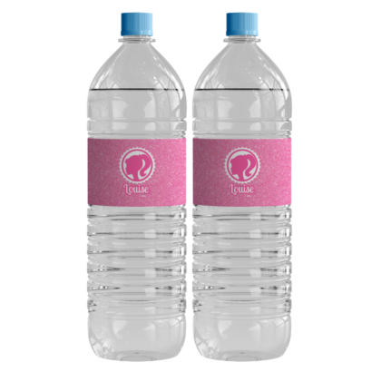 étiquette pour bouteille d'eau personnalisable paillette rose