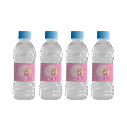 étiquette pour petite bouteille d'eau thème inspiration barbie paillette