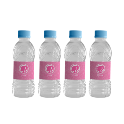 étiquette pour bouteille d'eau petit format poupée paillettes roses