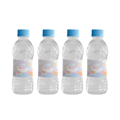 étiquette autocollante pour petite bouteille d'eau thème gender reveal cigogne