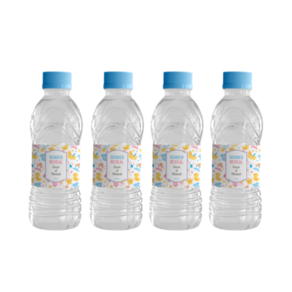 étiquette autocollante pour petite bouteille d'eau thème gender reveal nurserie