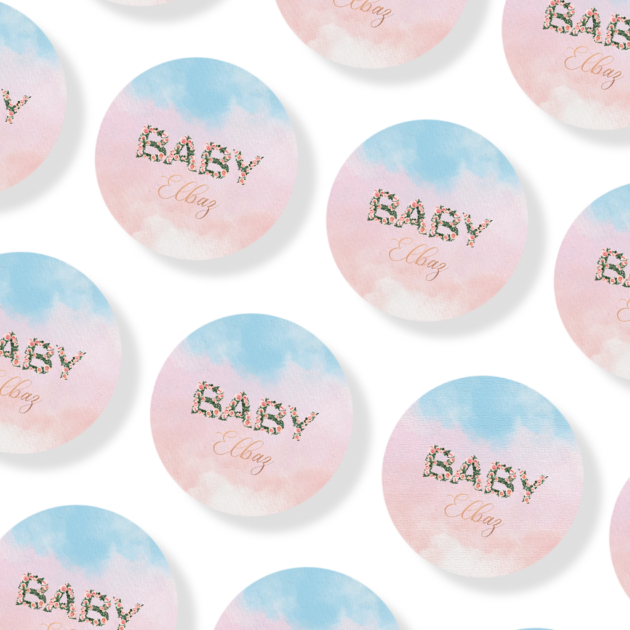 étiquettes adhésives gender reveal personnalisable thème baby nuage