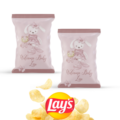 Chips personnalisables pour décoration baby shower Lapin rose