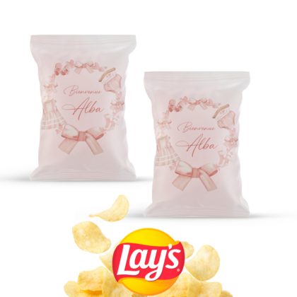 Chips personnalisable pour décoration baby shower layette rose