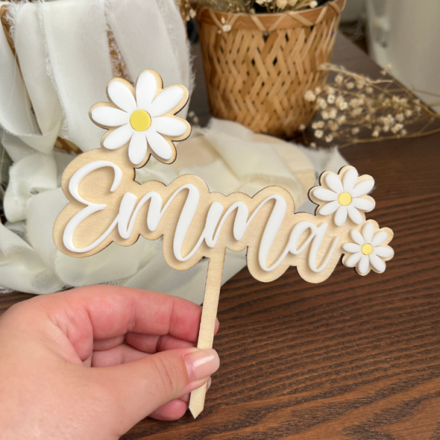 cake topper printanier theme marguerite