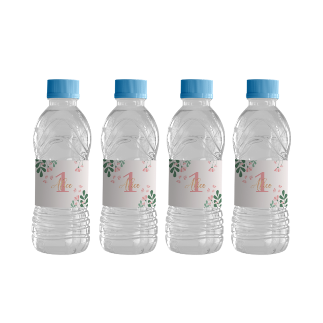 etiquette pour bouteille d'eau personnalisable fille eclat floral