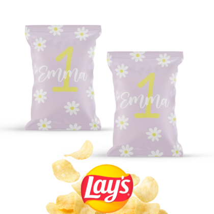 chips lays avec emballage personnalisé pour anniversaire sweet table enfant fille marguerite
